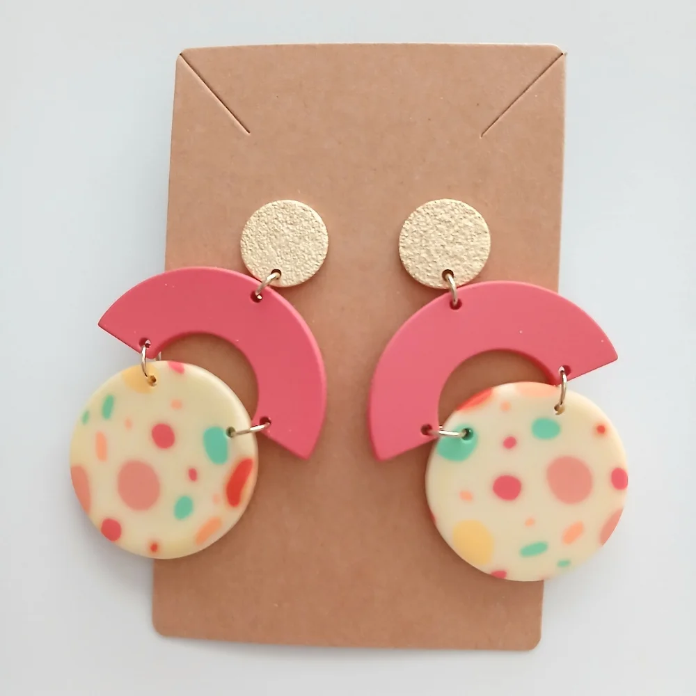 Fashion Jewelry Pink and Gold Earrings - Picture 2 of 3